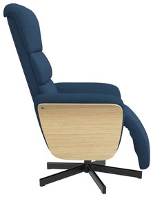 vidaXL Πολυθρόνα Ανακλινόμενη με Υποπόδιο Μπλε Υφασμάτινη