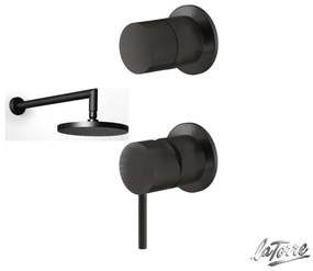 La Torre ELLE316 Black Brushed PVD ΣΕΤ Ανακλινόμενη κεφαλή+Μπράτσο τοίχου+Μίκτης εντοιχισμού