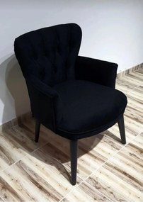 Stewehome Πολυθρόνα μονή με πόδια από ξύλο Μαύρο 60x48x48 cm