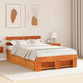 vidaXL Σκελετός Κρεβατιού Καφέ κεριού 120 x 190 cm Μασίφ ξύλο πεύκου