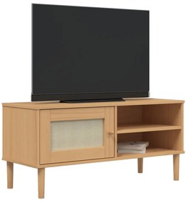 vidaXL Έπιπλο Τηλεόρασης SENJA Καφέ / Ρατάν 106x40x49 εκ. Μασίφ Πεύκο