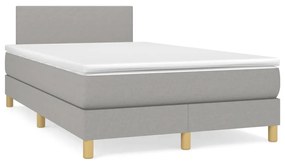 Κρεβάτι Boxspring με Στρώμα Ανοιχτό Γκρι 120x190 εκ. Υφασμάτινο - Γκρι