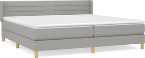 vidaXL Κρεβάτι Boxspring με Στρώμα Ανοιχτό Γκρι 200x200 εκ. Υφασμάτινο