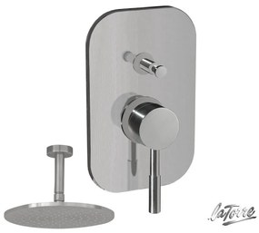 La Torre NEW TECH Μίκτης εντοιχισμού 2 εξόδων με εκτροπέα &amp; Ανακλινόμενη κεφαλή Ø25εκ &amp; μπράτσο οροφής 10εκ Inox Finish