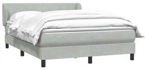 Κρεβάτι Boxspring με Στρώμα Ανοιχτό Γκρι 140x220 εκ. Βελούδινο - Γκρι