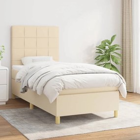 Κρεβάτι Boxspring με Στρώμα Κρεμ 100 x 200 εκ. Υφασμάτινο