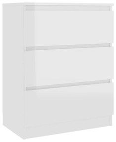 Συρταριέρα Γυαλιστερό Λευκό 60x35x76 εκ. Επεξεργασμένο Ξύλο - Λευκό