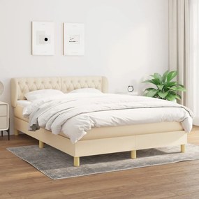 Κρεβάτι Boxspring με Στρώμα Κρεμ 140x190 εκ. Υφασμάτινο - Κρεμ