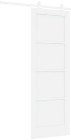 vidaXL Συρόμενη Πόρτα  με Σετ Εξαρτημάτων Λευκή 73.5x211 εκ Συμπαγές Ξύλο Πεύκο