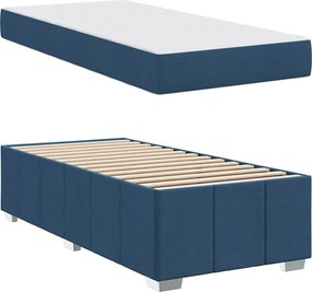 vidaXL Σκελετός Κρεβατιού με στρώμα Μπλε 90 x 200 cm ύφασμα
