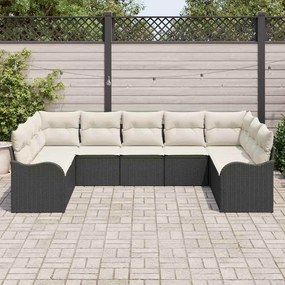vidaXL Σετ Καναπέ Κήπου 9 pcs Μαύρο συνθετικό ρατάν