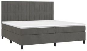 vidaXL Κρεβάτι Boxspring με Στρώμα Σκούρο Γκρι 200x200 εκ. Βελούδινο