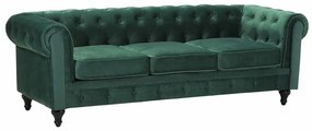 Καναπές chesterfield Berwyn H102, Πράσινο, 201x75x70cm, Πόδια: Ξύλο,Ευκάλυπτος, Καουτσούκ
