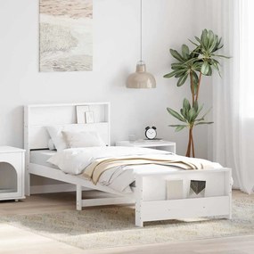 vidaXL Σκελετός Κρεβατιού Λευκό 90 x 190 cm Μασίφ ξύλο πεύκου