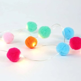 Φωτιστικό Γιρλάντα Με Μπαταρία "Woven Pom Pom" F07101141 10 Led 90+30cm Silver Aca