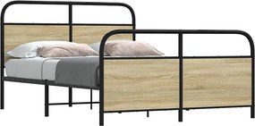 vidaXL Σκελετός Κρεβ. Χωρίς Στρώμα Sonoma Δρυς 140x200 εκ. Μεταλλικό