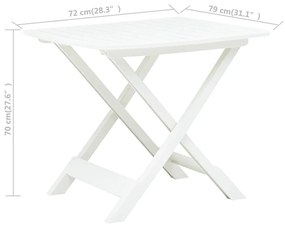 vidaXL Τραπέζι Κήπου Πτυσσόμενο Λευκό 79 x 72 x 70 εκ. Πλαστικό