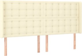 vidaXL Κρεβάτι Boxspring με Στρώμα &amp; LED Κρεμ 200x200 εκ. Συνθ. Δέρμα