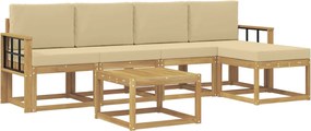 vidaXL Σειρά Καναπέ Εξωτερικού με μαξιλάρι 6 pcs Λευκό και Μπεζ