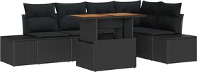vidaXL Σετ Καναπέ Κήπου με αποθήκευση 6 pcs Μαύρο Πολυ ράταν