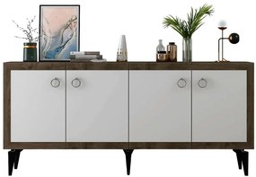 Μπουφές Selen 475OLV2753 150x40x79cm Walnut-White Μοριοσανίδα, Μελαμίνη