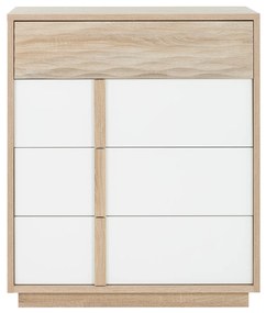 Curtys συρταριέρα με 4 συρτάρια 89x45x104εκ. Sonoma Oak / Λευκή γυαλιστερή λάκα