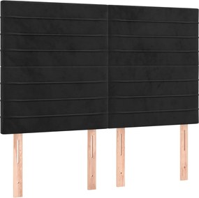 vidaXL Κρεβάτι Boxspring με Στρώμα Μαύρο 140x190 εκ. Βελούδινο