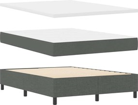 vidaXL LED Κρεβάτι με βάθρο Σκούρο Γκρι 140 x 190 cm ύφασμα
