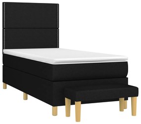 vidaXL Κρεβάτι Boxspring με Στρώμα Μαύρο 100 x 200 εκ. Υφασμάτινο