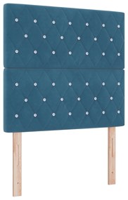 vidaXL Κρεβάτι Box Spring με Στρώμα Σκούρο Μπλε 100x200 εκ Βελούδο