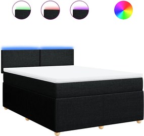 vidaXL Κρεβάτι Boxspring με Στρώμα Μαύρο 140x190 εκ. Υφασμάτινο