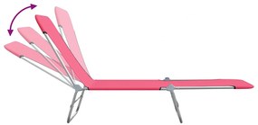 vidaXL Ξαπλώστρες Πτυσσόμενες 2 τεμ. Ροζ από Ατσάλι / Ύφασμα