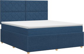 vidaXL Κρεβάτι box spring με στρώμα Μπλε 140 x 200 cm Ύφασμα