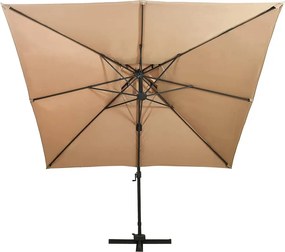 vidaXL Ομπρέλα Κήπου με Διπλή Κορυφή, Μπεζ 300x300 εκ.