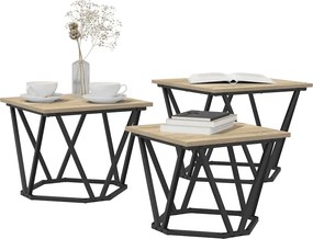 vidaXL Τραπεζάκι σαλονιού 3 pcs Δρύς Sonoma