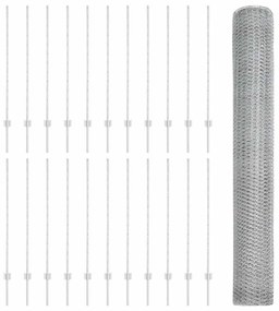 vidaXL Φράχτης με Στήλες. Ασημί 1.2 x 50 m Ατσάλι