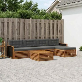 vidaXL Σειρά Καναπέ Εξωτερικού 6 pcs Φυσικό και Ανθρακί
