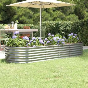vidaXL Ζαρντινιέρα Ασημί 224x80x36 εκ. Γαλβανισμένος χάλυβας