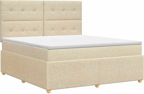 vidaXL Κρεβάτι box spring με στρώμα Κρεμ 140 x 190 cm Ύφασμα