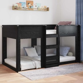 vidaXL Κρεβάτι δαπέδου Μαύρη Οξυά 100 x 200 cm Επεξεργασμένο ξύλο