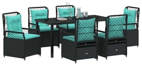 vidaXL Σέτ φαγητού για κήπο 7 pcs Μαύρο συνθετικό ρατάν