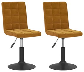 vidaXL Καρέκλες Τραπεζαρίας Περιστρεφόμενες 2 τεμ. Καφέ Βελούδινες
