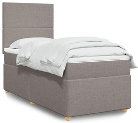 vidaXL Κρεβάτι Boxspring με Στρώμα Taupe 100 x 200 εκ. Υφασμάτινο