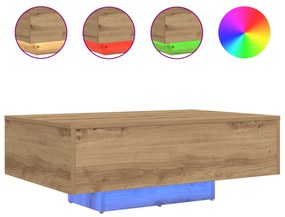 vidaXL Τραπέζι σαλονιού με LED φώτα Artisan Oak 85x55x31 εκ