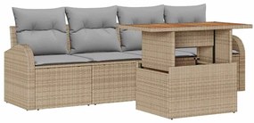 vidaXL Σετ Καναπέ Κήπου με αποθήκευση 5 pcs Μπεζ Πολυ ράταν