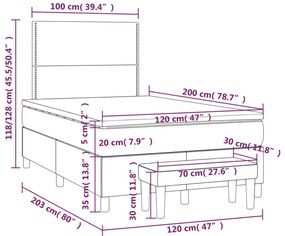 Κρεβάτι Boxspring με Στρώμα Taupe 120x200 εκ. Υφασμάτινο - Μπεζ-Γκρι