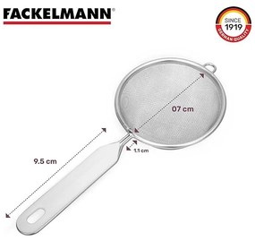 Σουρωτήρι Fackelmann 42331, 7 cm, Ανοξείδωτο, Γάντζος κρεμαστός, Γκρι