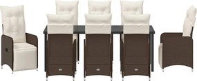 vidaXL Σέτ φαγητού για κήπο 9 pcs Καφέ συνθετικό ρατάν