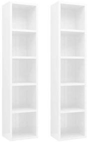 vidaXL Έπιπλα CD 2 τεμ. Γυαλιστερό Λευκό 21x16x93,5 εκ. Μοριοσανίδα