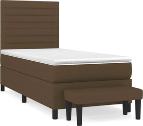 vidaXL Κρεβάτι Boxspring με Στρώμα Σκούρο Καφέ 90x200 εκ. Υφασμάτινο